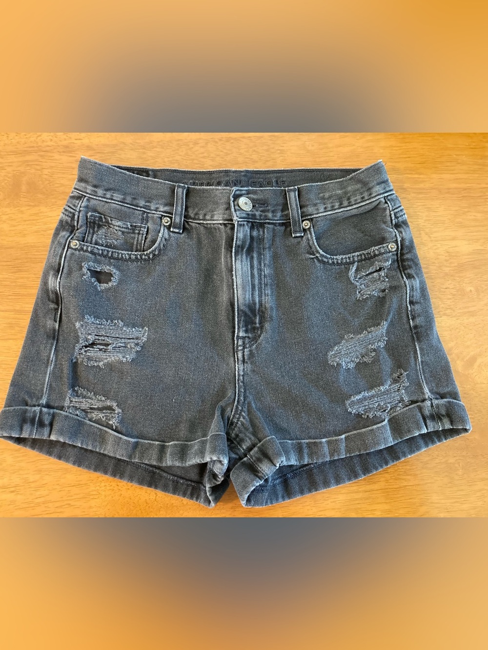 American Eagle Outfitters Black Shorts AE Distressed Jean Shorts Charcoal Shorts